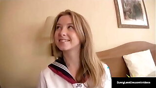 American Student Disencumber Excursion Gets Her Scruffy Pussy Noodled By Marketable Asian!
